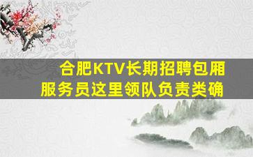 合肥KTV长期招聘包厢服务员这里领队负责类确